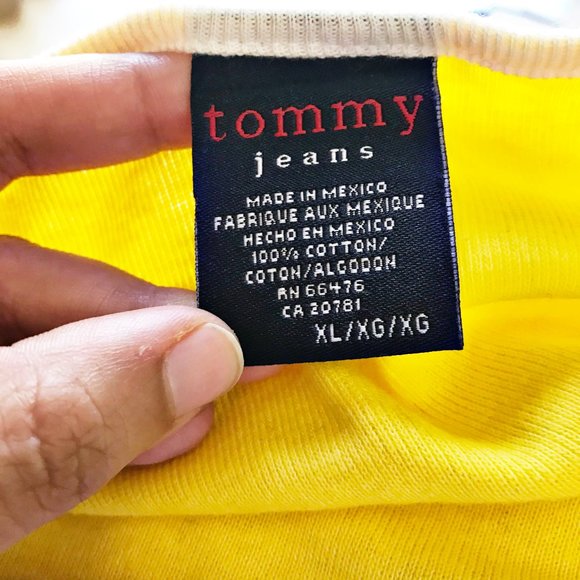 VINTAGE TOMMY JEANS Yellow Tank Top Extra Large - Picture 3 of 12